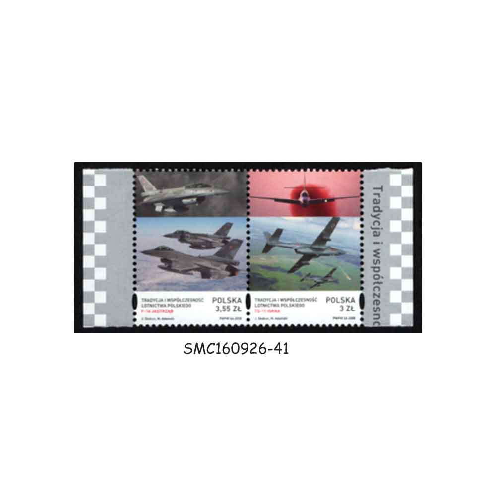 Stamps from POLAND - 2008 POLISH AIR FORCE / AVIATION - SE-TENANT 2V MINT NH