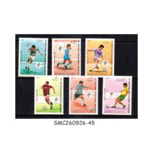 Stamps from LAOS - 1990 FIFA WORLD CUP OF FOOTBALL / SOCCER - ITALY - 6V - MINT NH