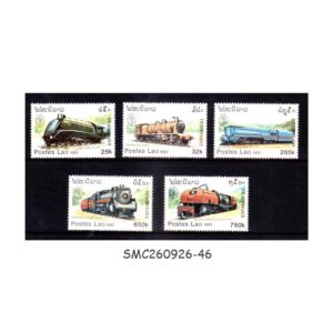 Stamps from LAOS - 1991 RAILWAY LOCOMOTIVES (ESPAMER ’91) - 5V - MINT NH