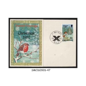 Stamps from ISLE OF MAN - 1982 CHRISTMAS SEASON'S GREETING CARD WITH CANCELLATION