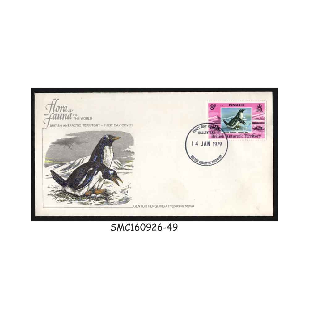 Stamps from BRITISH ANTARCTIC TERRITORY - 1979 PENGUINS / BIRDS - FDC