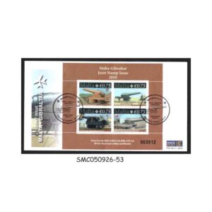 Stamps from MALTA GIBRALTAR JOINT ISSUE : 2010 100 TONES GUNS - MS - FDC