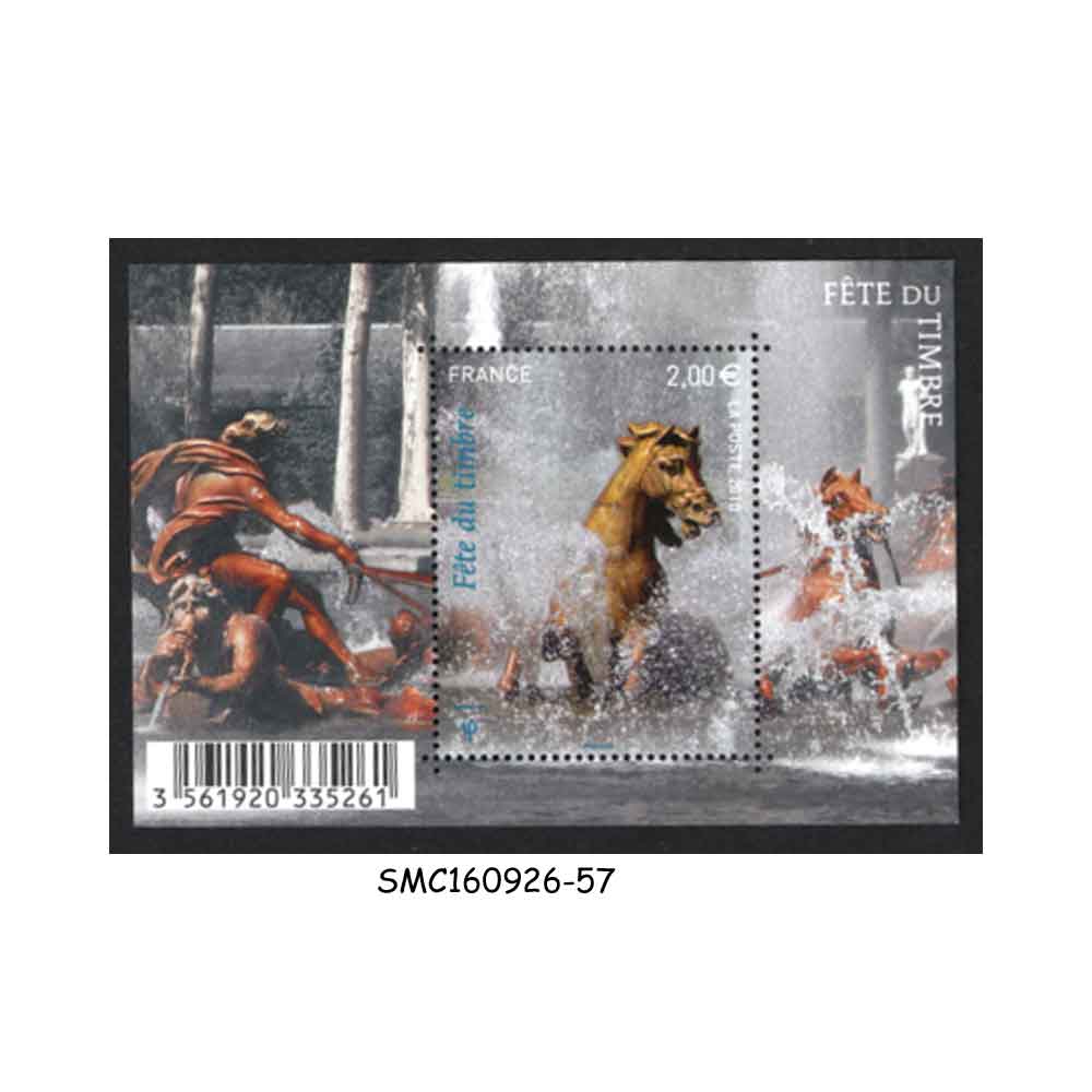 Stamps from FRANCE - 2010 STAMP DAY / HORSE - EMBOSSED MIN. SHEET MINT NH