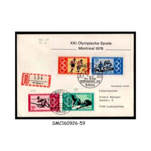 Stamps from GERMANY - 1976 SUMMER OLYMPIC GAMES MONTREAL - FDC REGISTERED