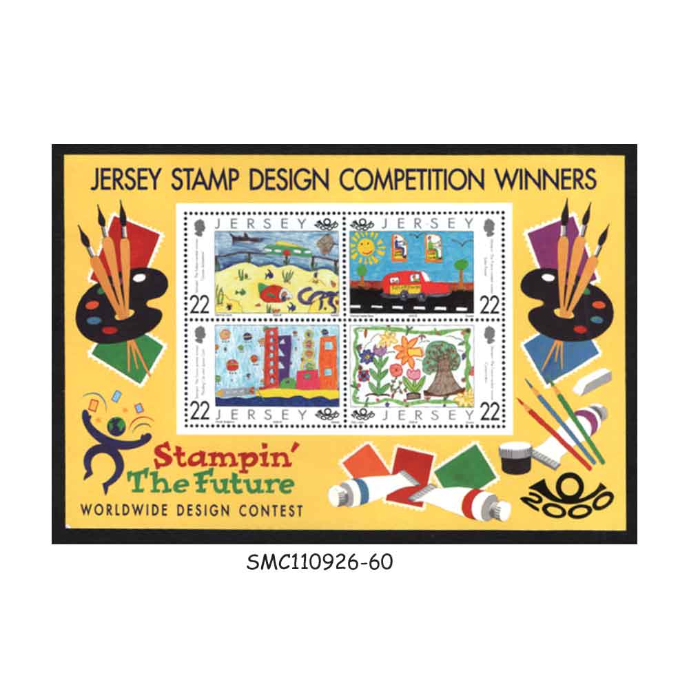 Stamps from JERSEY - 2000 JERSEY STAMP DESIGN COMPETITION WINNERS / STAMPIN THE FUTURE - MIN. SHEET MINT NH