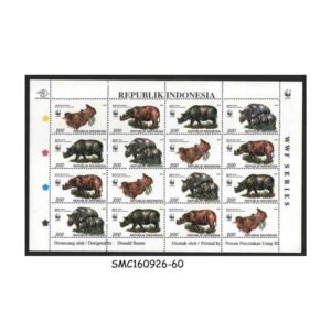 Stamps from INDONESIA - 1996 WWF SERIES / WILD ANIMALS / RHINOCEROS - MIN. SHEET MINT NH