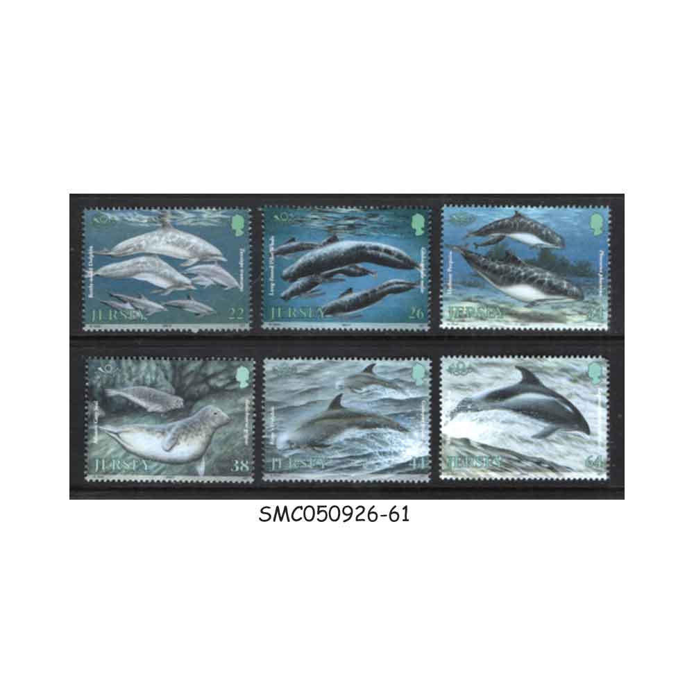 Stamps from JERSEY - 2000 MARINE LIFE / DOLPHIN WHALE - 6V - MINT NH