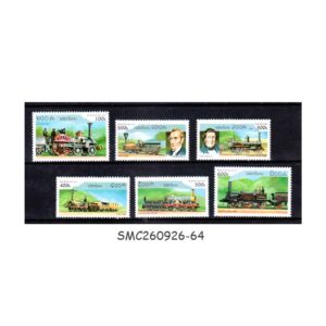 Stamps from LAOS - 1996 STEAM LOCOMOTIVES / RAILWAY TRAINS - 6V - MINT NH