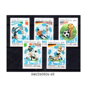Stamps from LAOS - 1992 FIFA WORLD CUP OF FOOTBALL , USA - 5V - MINT NH
