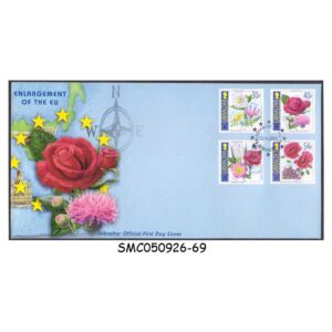 Stamps from GIBRALTAR - 2003 ENLARGEMENT OF THE EU / FLOWER - FDC