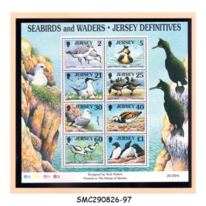 Stamps from JERSEY - 1998 SEA BIRDS & WADERS - DEFINITIVE 2nd series - SHEETLET FOLDER MNH