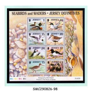 Stamps from JERSEY - 1997 SEA BIRDS & WADERS - DEFINITIVE series - SHEETLET FOLDER MNH
