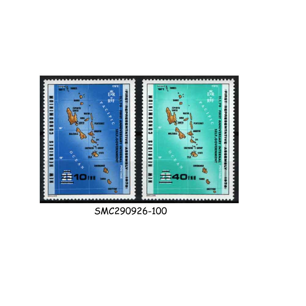 Stamps from NEW HEBRIDES - 1979 1 YEAR AUTONOMY / MAP SCOTT#283-284 - 2V - MINT HINGED