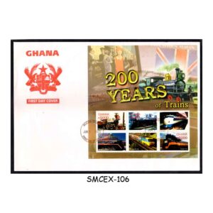 Stamps from GHANA - 2005 200 YEARS OF TRAINS / RAILWAY LOCOMOTIVES - MS - FDC