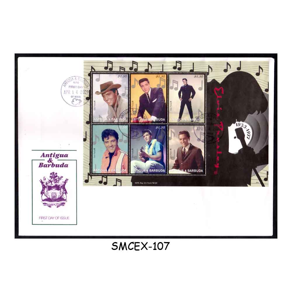Stamps from ANTIGUA & BARBUDA - 2009 ELVIS PRESLEY / POP SINGER MUSIC - MS - FDC