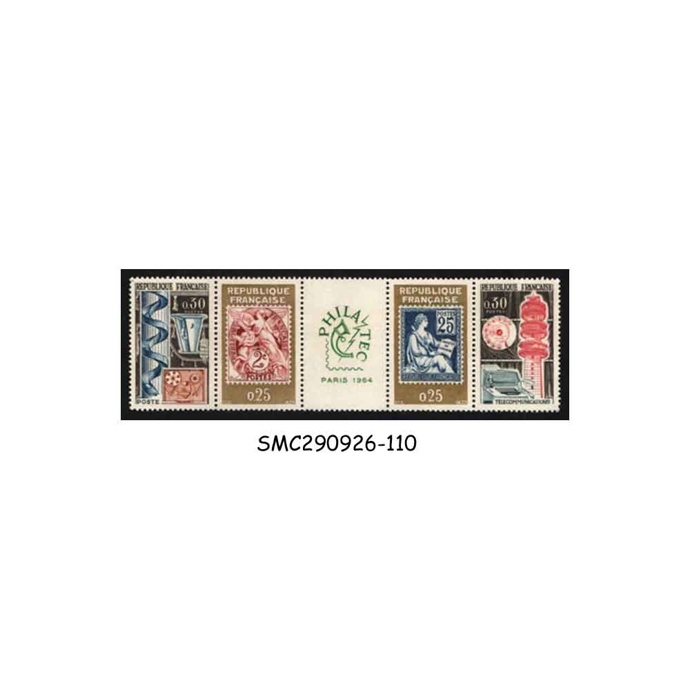 Stamps from FRANCE 1964 PHILATEC PARIS STAMP EXHIBITION SCOTT#1085-88 4V STRIP SE-TENANT MNH