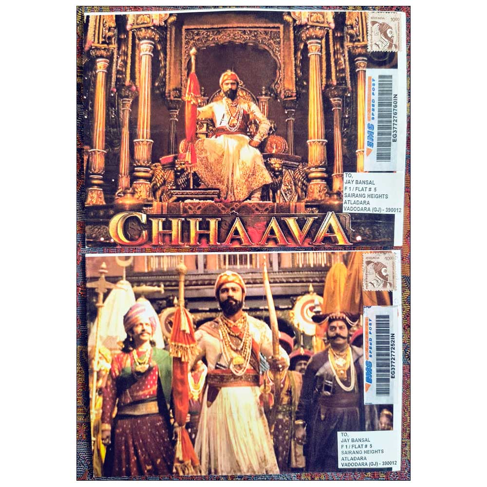 Stamps from INDIA 2025 CHHAAVA HISTORICAL EPIC ACTION FILM SET OF 5 COVERS COMMERCIALLY USED - Image 3