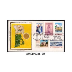Stamps from UNITED STATES USA - 1990 RHODE ISLAND STATEHOOD - FDC COLORANO "SILK" CACHET