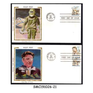 Stamps from UNITED STATES USA - 1979 WILEY POST: AMERICAN AVIATOR - SET OF 2 FDC COLORANO "SILK" CACHET