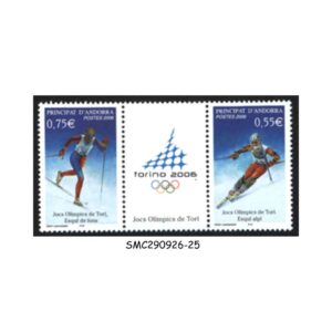 Stamps from ANDORRA FRENCH - 2006 WINTER OLYMPIC GAMES TORINO - SE-TENANT 2V MINT NH