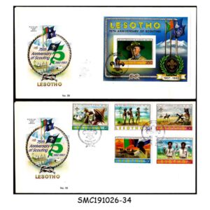Stamps from LESOTHO - 1982 75th ANNIVERSARY OF SCOUTING / SCOUTS - SET OF 2 FDC