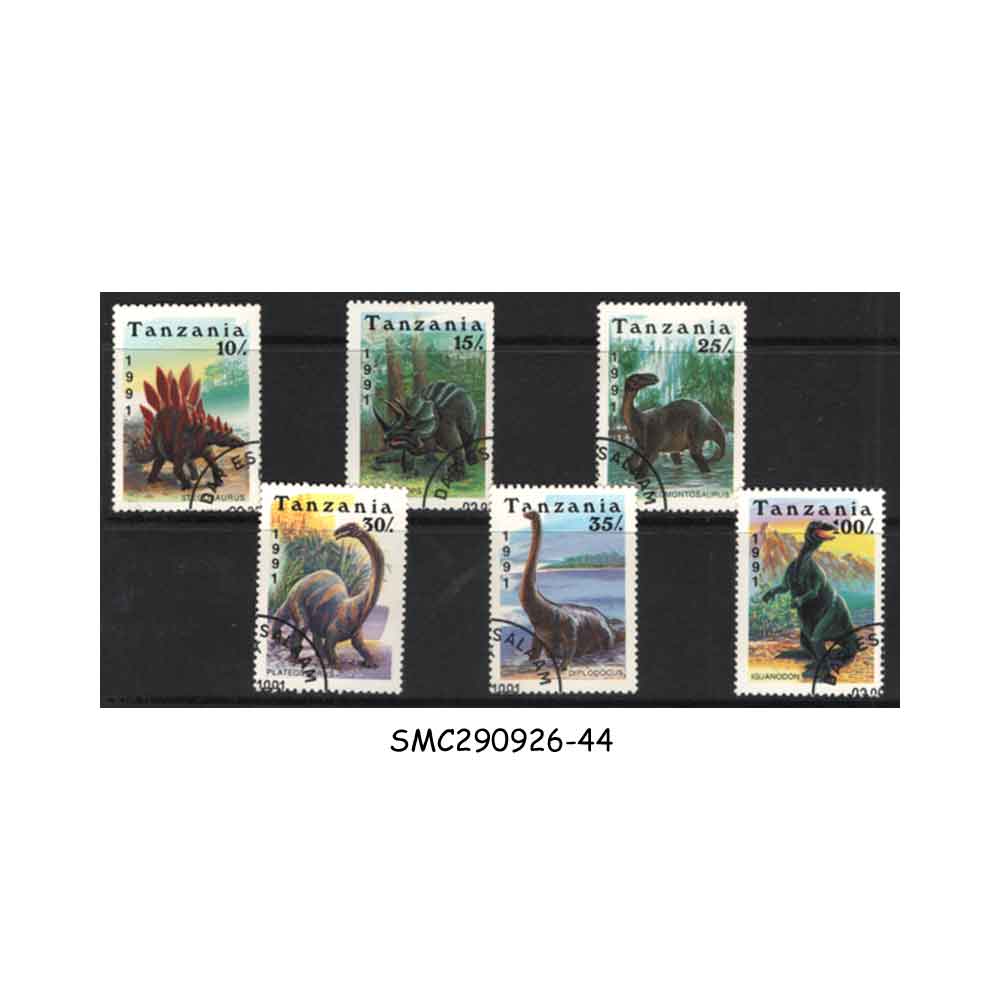 Stamps from TANZANIA - 1991 DINOSAURS & PREHISTORIC ANIMALS - 6V USED