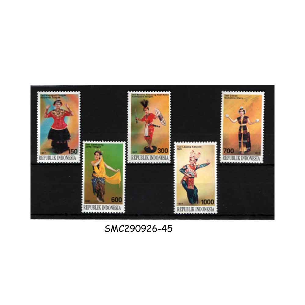 Stamps from INDONESIA - 1997 TRADITIONAL NATIONAL DANCES / ART - 5V - MINT NH
