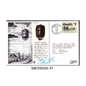 Stamps from GREAT BRITAIN - 1984 BICENTENARY OF FIRST FLIGHT FROM BRITISH SOIL COVER with SIGNATURE - FLOWN IN HOT IN HOT-AIR BALLOON