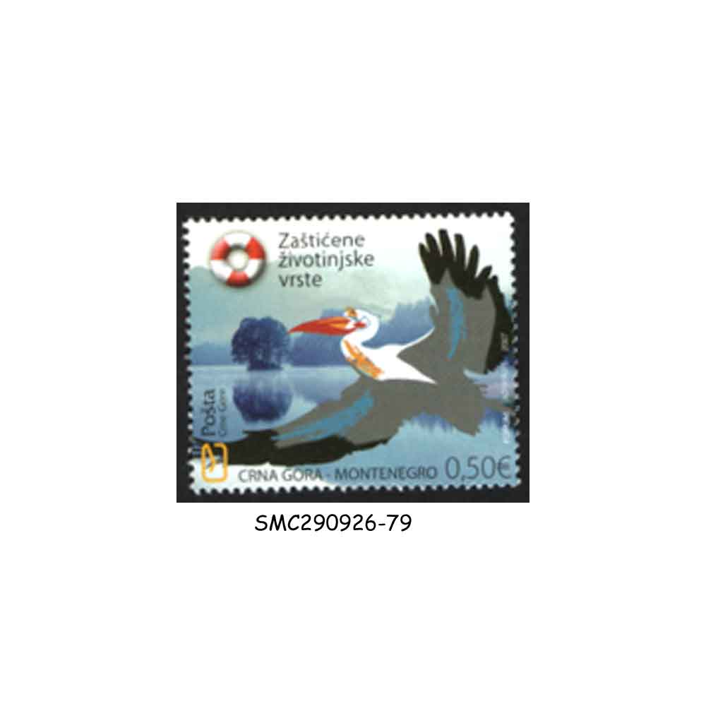 Stamps from MONTENEGRO - 2007 PROTECTED SPECIES / ROSY PELICAN / BIRDS - 1V - MINT NH