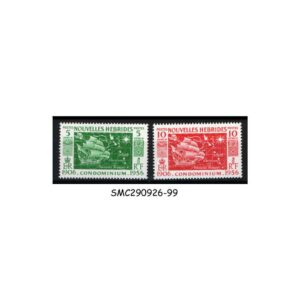 Stamps from NEW HEBRIDES - 1956 MAP & SHIP SCOTT#94 & 95 - 2V - MINT NH